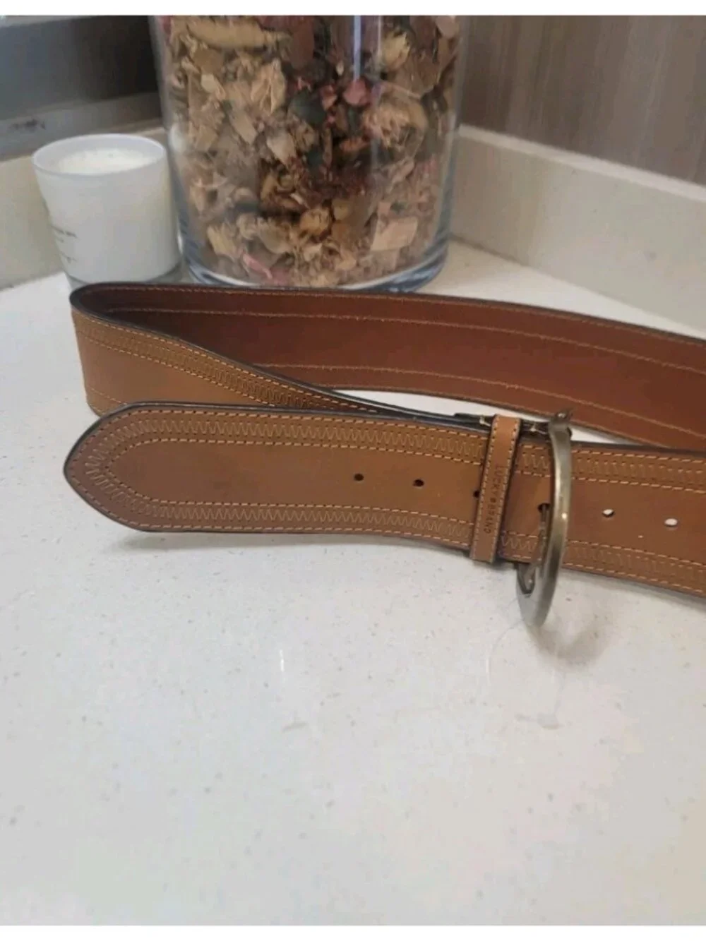 Lucky Brand Womens Medium Leather Belt Boho Plaque Buckle NWT Brown